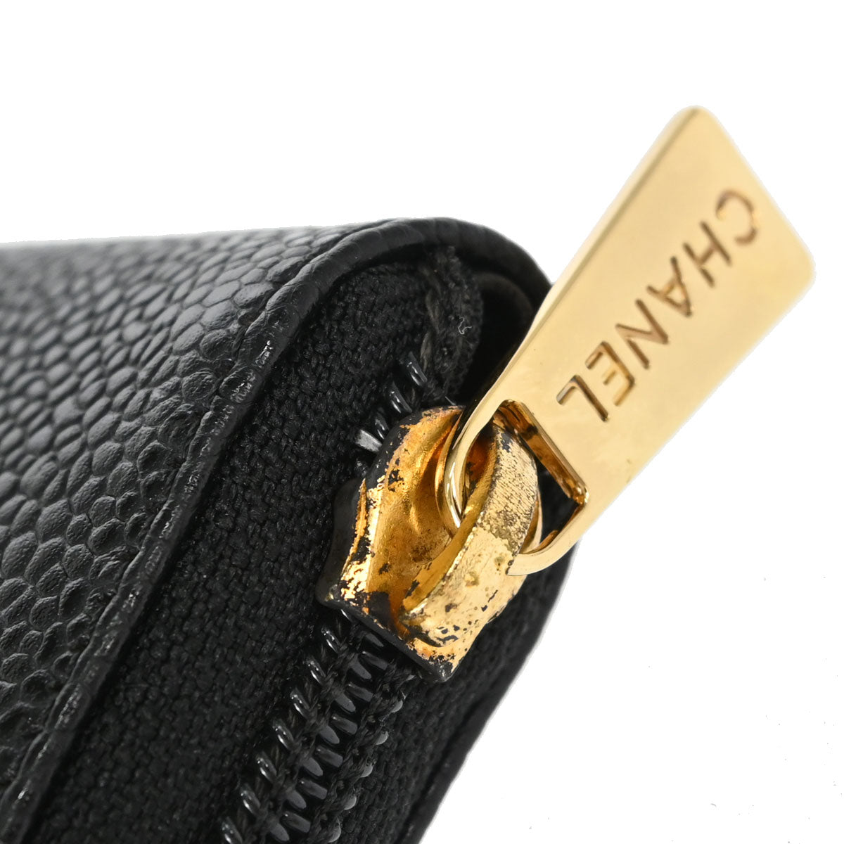 Chanel Black Caviar Skin Zip-around Long Wallet