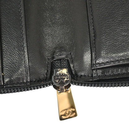 Chanel Black Caviar Skin Zip-around Long Wallet