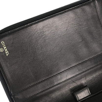 Chanel Black Caviar Skin Zip-around Long Wallet