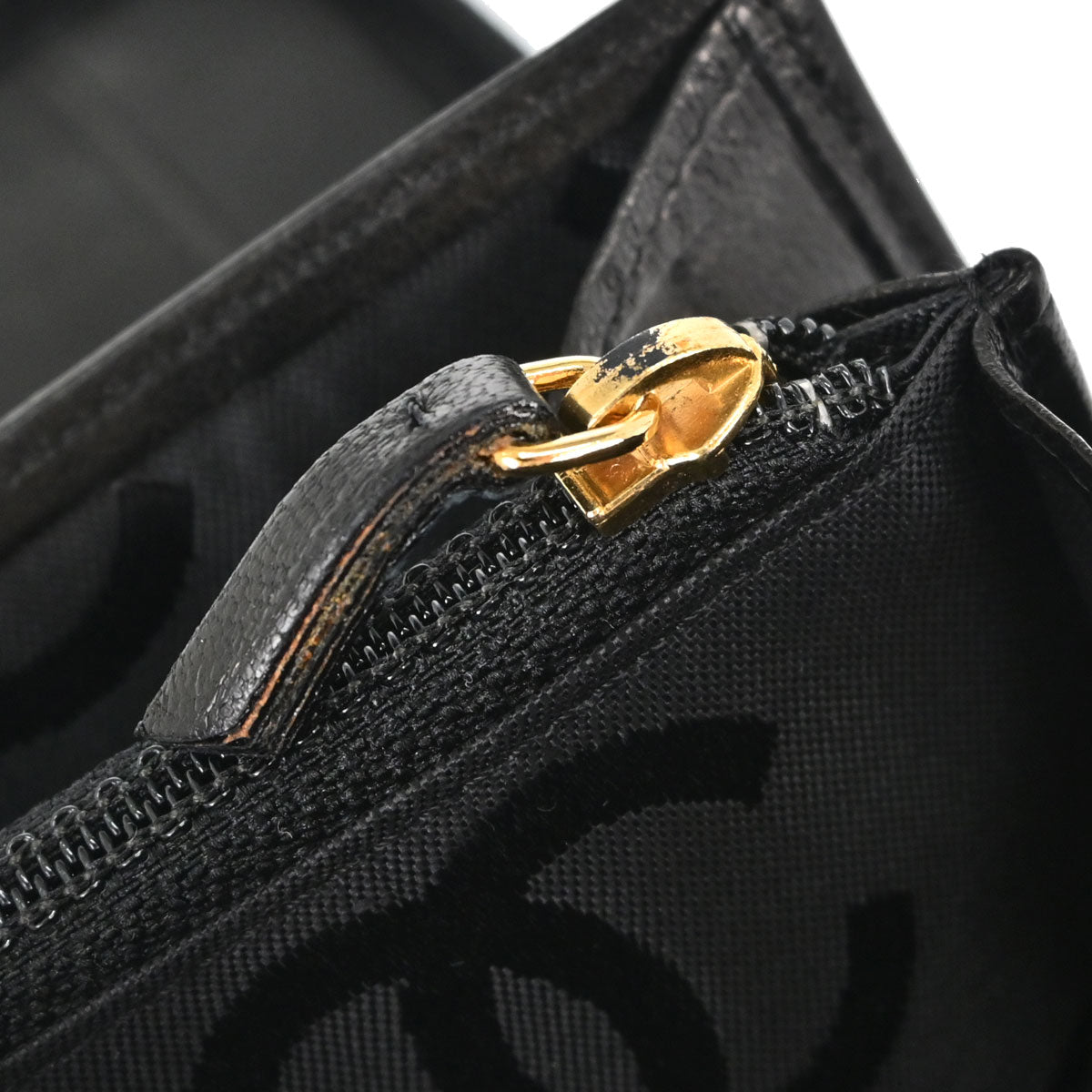 Chanel Black Caviar Skin Zip-around Long Wallet