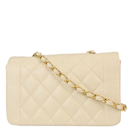 Chanel Ivory Caviar Skin Small Diana Shoulder Bag