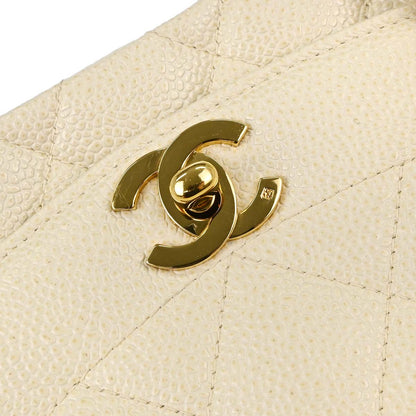 Chanel Ivory Caviar Skin Small Diana Shoulder Bag