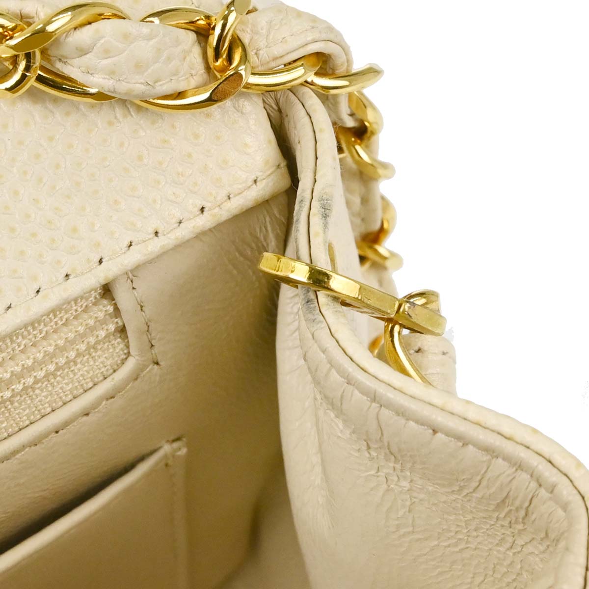 Chanel Ivory Caviar Skin Small Diana Shoulder Bag