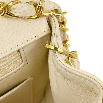 Chanel Ivory Caviar Skin Small Diana Shoulder Bag