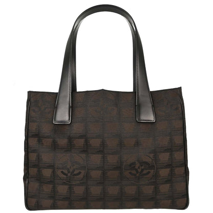 Chanel 2004-2005 Brown Jacquard Nylon Travel Line Tote Handbag
