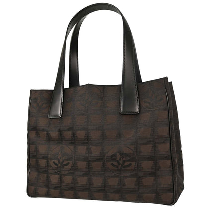 Chanel 2004-2005 Brown Jacquard Nylon Travel Line Tote Handbag