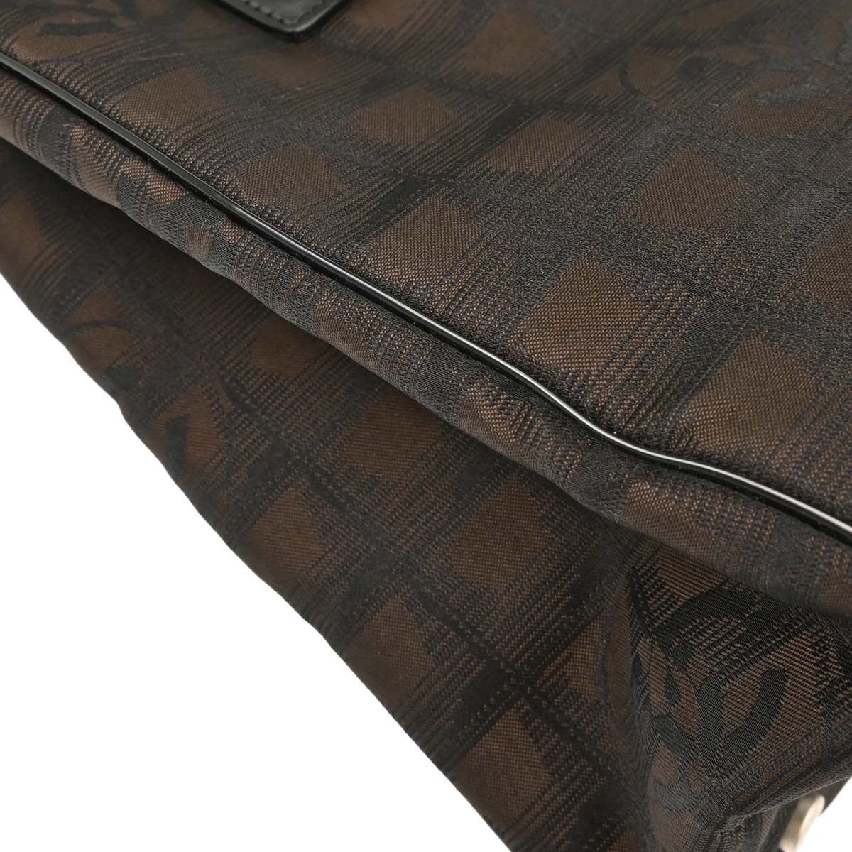 Chanel 2004-2005 Brown Jacquard Nylon Travel Line Tote Handbag