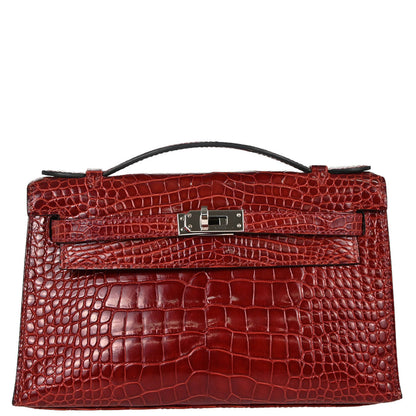 Hermes * Sienne Alligator Kelly Pochette Handbag