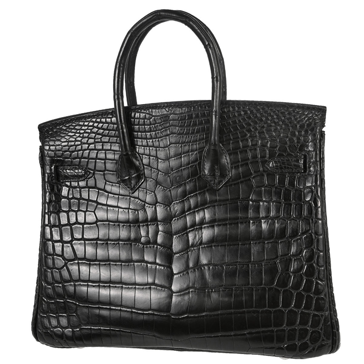 Hermes * Black Matt Niloticus Birkin 25 Handbag