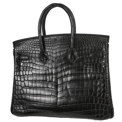 Hermes * Black Matt Niloticus Birkin 25 Handbag
