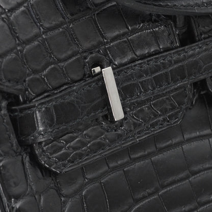 Hermes * Black Matt Niloticus Birkin 25 Handbag