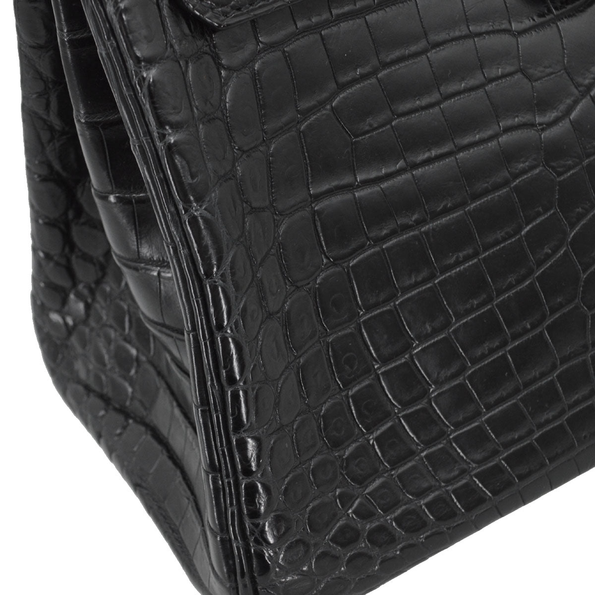 Hermes * Black Matt Niloticus Birkin 25 Handbag