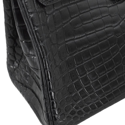 Hermes * Black Matt Niloticus Birkin 25 Handbag