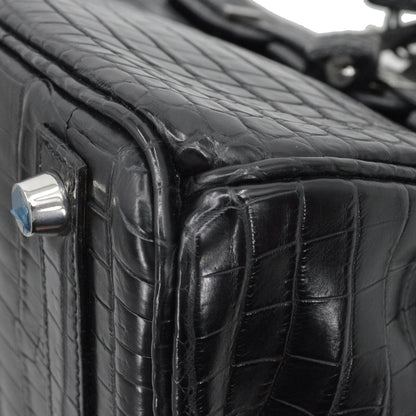 Hermes * Black Matt Niloticus Birkin 25 Handbag
