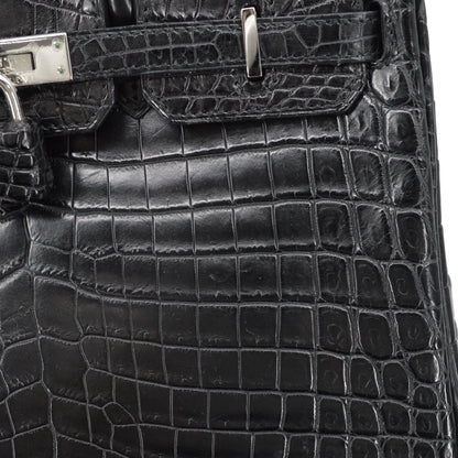 Hermes * Black Matt Niloticus Birkin 25 Handbag