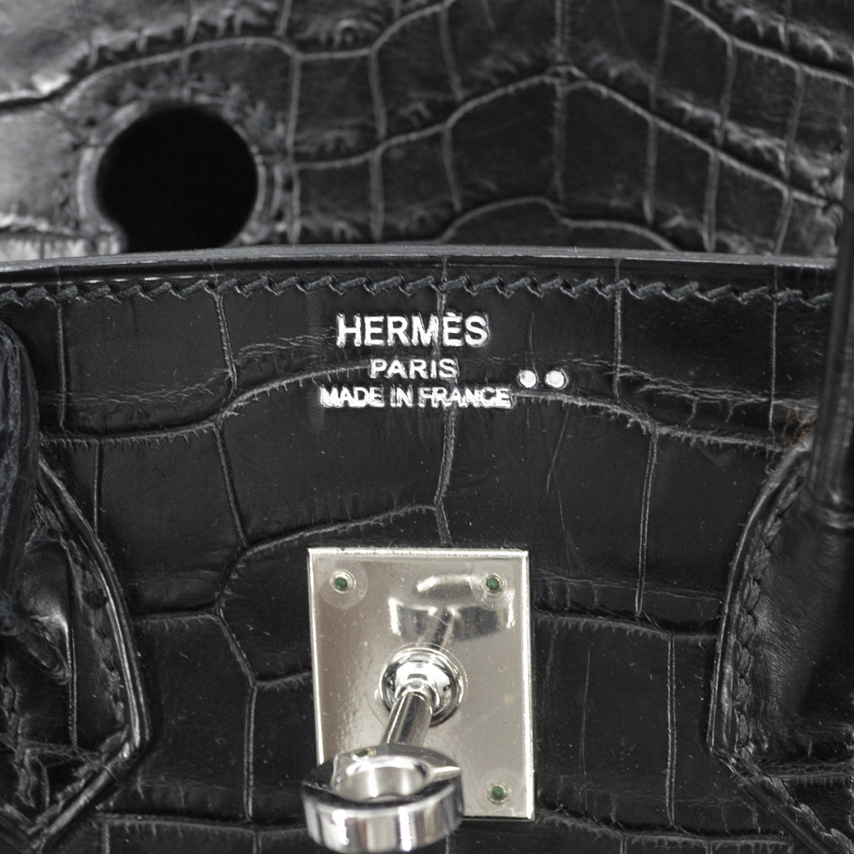 Hermes * Black Matt Niloticus Birkin 25 Handbag