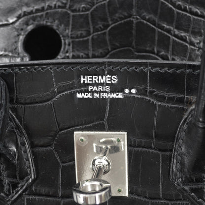 Hermes * Black Matt Niloticus Birkin 25 Handbag