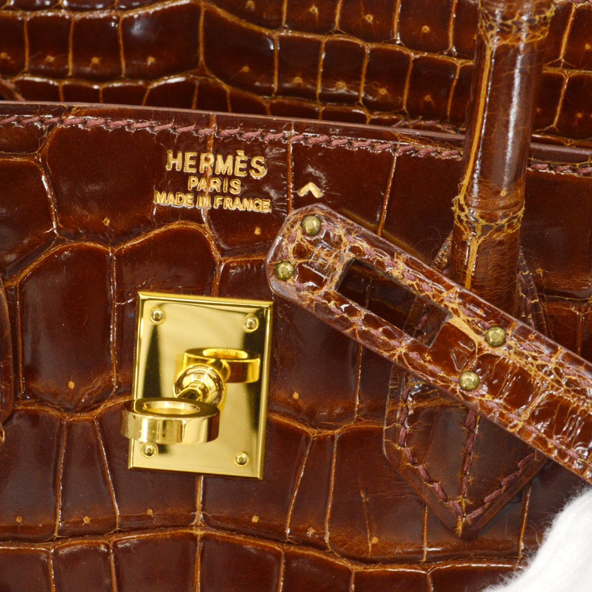 Hermes * Miel Porosus Birkin 25 Handbag