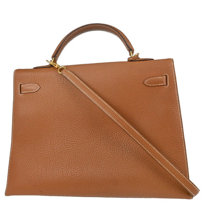 Hermes Gold Fjord Kelly 35 Sellier 2way Shoulder Handbag