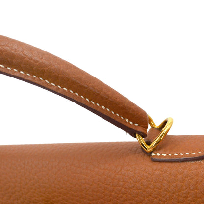 Hermes Gold Fjord Kelly 35 Sellier 2way Shoulder Handbag