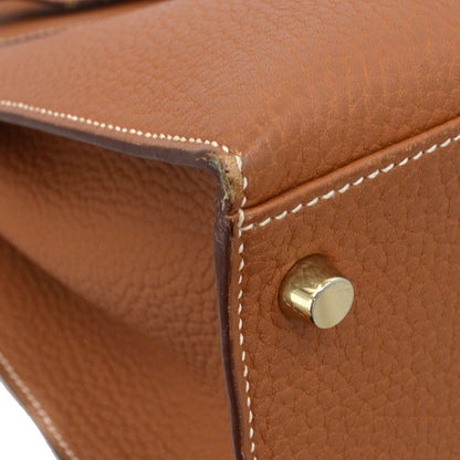 Hermes Gold Fjord Kelly 35 Sellier 2way Shoulder Handbag