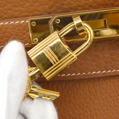 Hermes Gold Fjord Kelly 35 Sellier 2way Shoulder Handbag