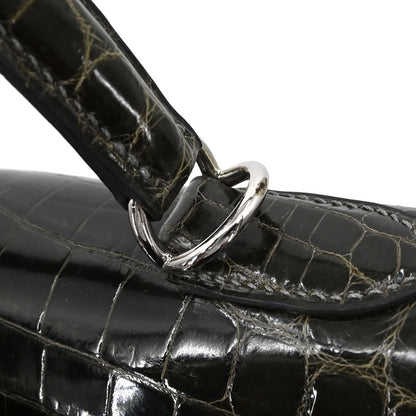 Hermes * Gris Fonce Niloticus Kelly 28 Sellier 2way Shoulder Handbag