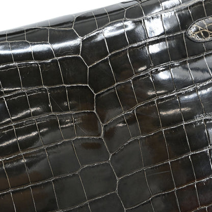 Hermes * Gris Fonce Niloticus Kelly 28 Sellier 2way Shoulder Handbag