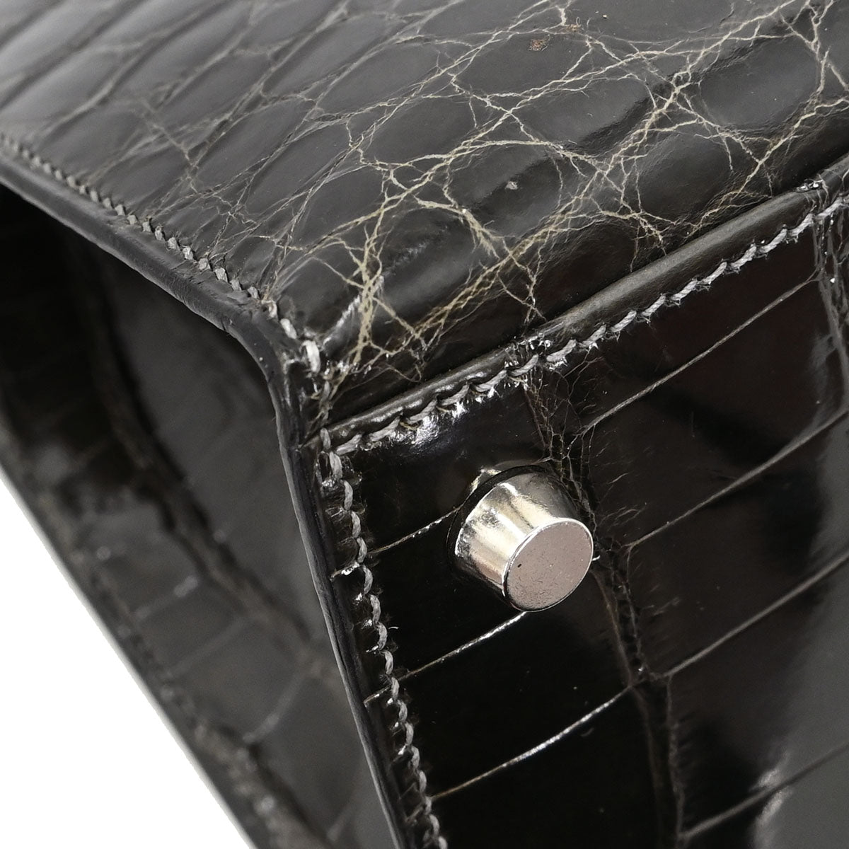 Hermes * Gris Fonce Niloticus Kelly 28 Sellier 2way Shoulder Handbag