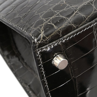 Hermes * Gris Fonce Niloticus Kelly 28 Sellier 2way Shoulder Handbag