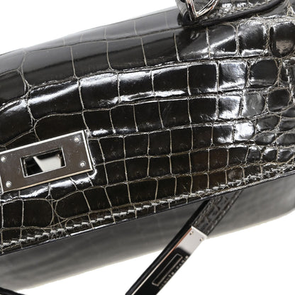 Hermes * Gris Fonce Niloticus Kelly 28 Sellier 2way Shoulder Handbag