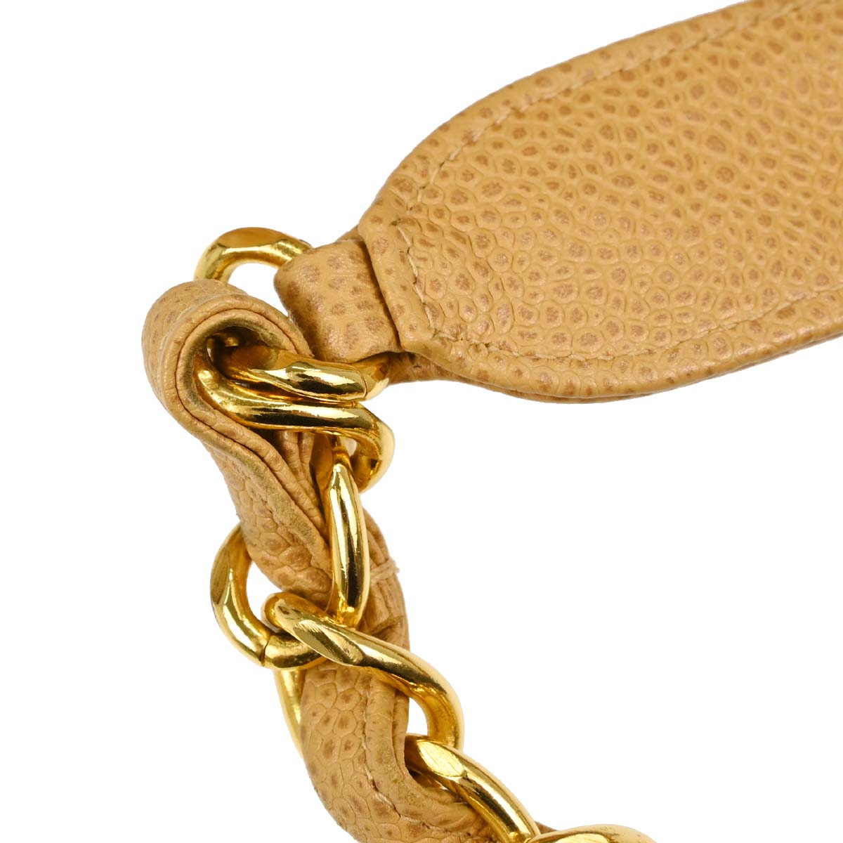 Chanel 1994-1996 Beige Caviar Skin Straight Flap Shoulder Bag