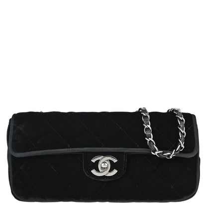 Chanel Black Velvet East West Shoulder Bag