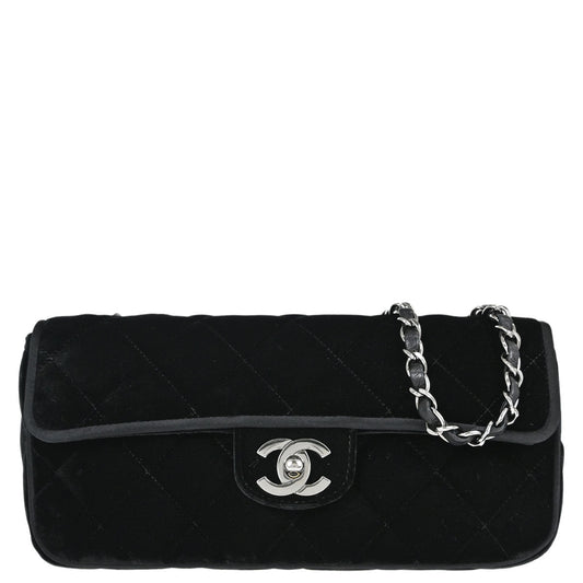 Chanel Black Velvet East West Shoulder Bag