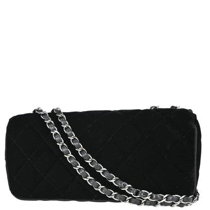 Chanel Black Velvet East West Shoulder Bag