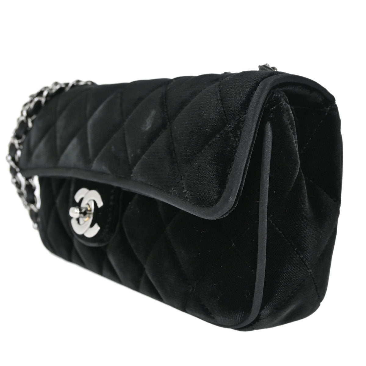 Chanel Black Velvet East West Shoulder Bag