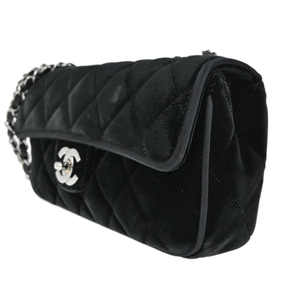 Chanel Black Velvet East West Shoulder Bag