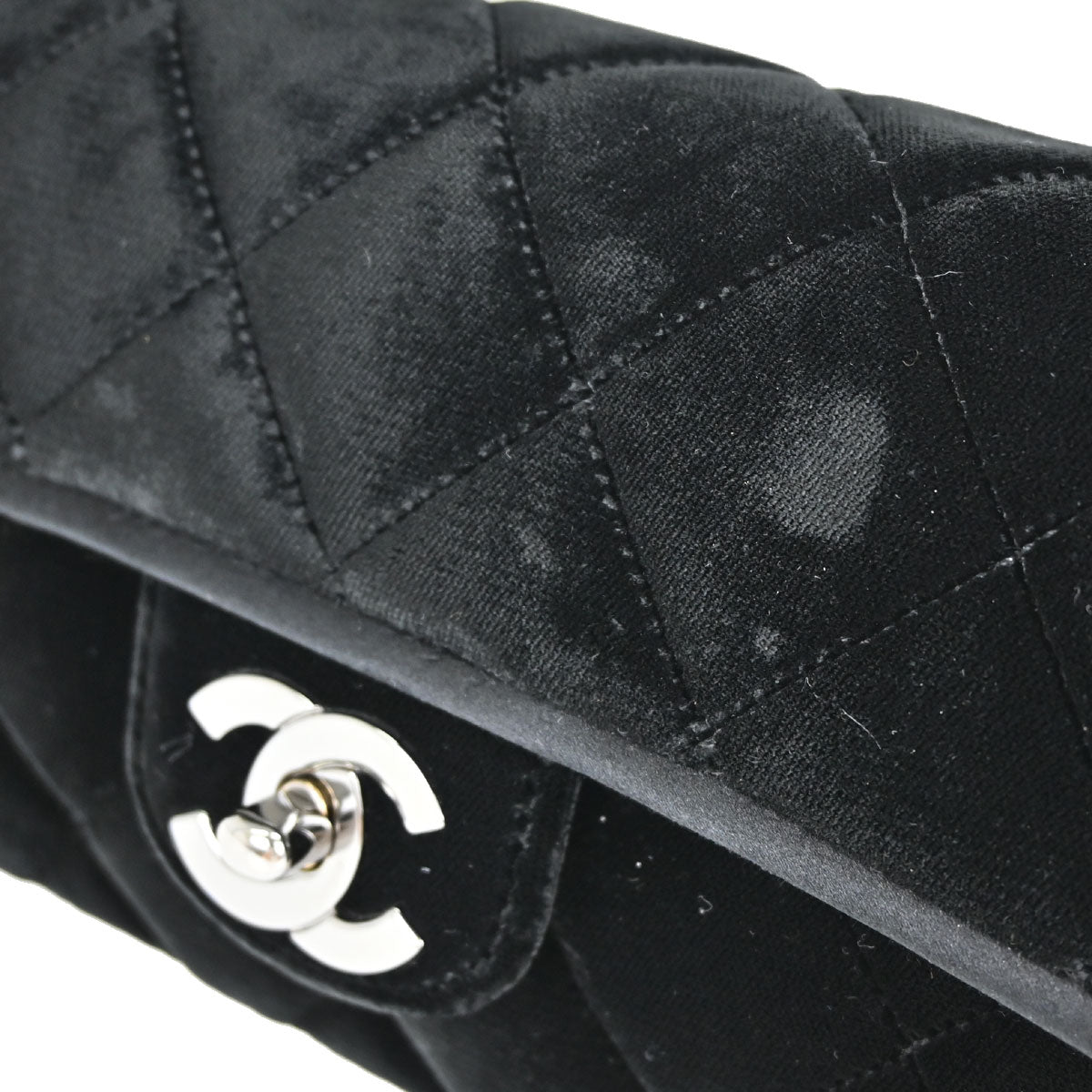 Chanel Black Velvet East West Shoulder Bag