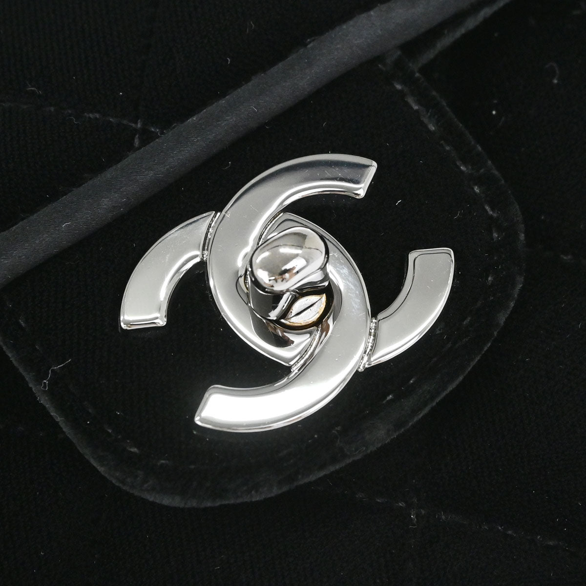 Chanel Black Velvet East West Shoulder Bag