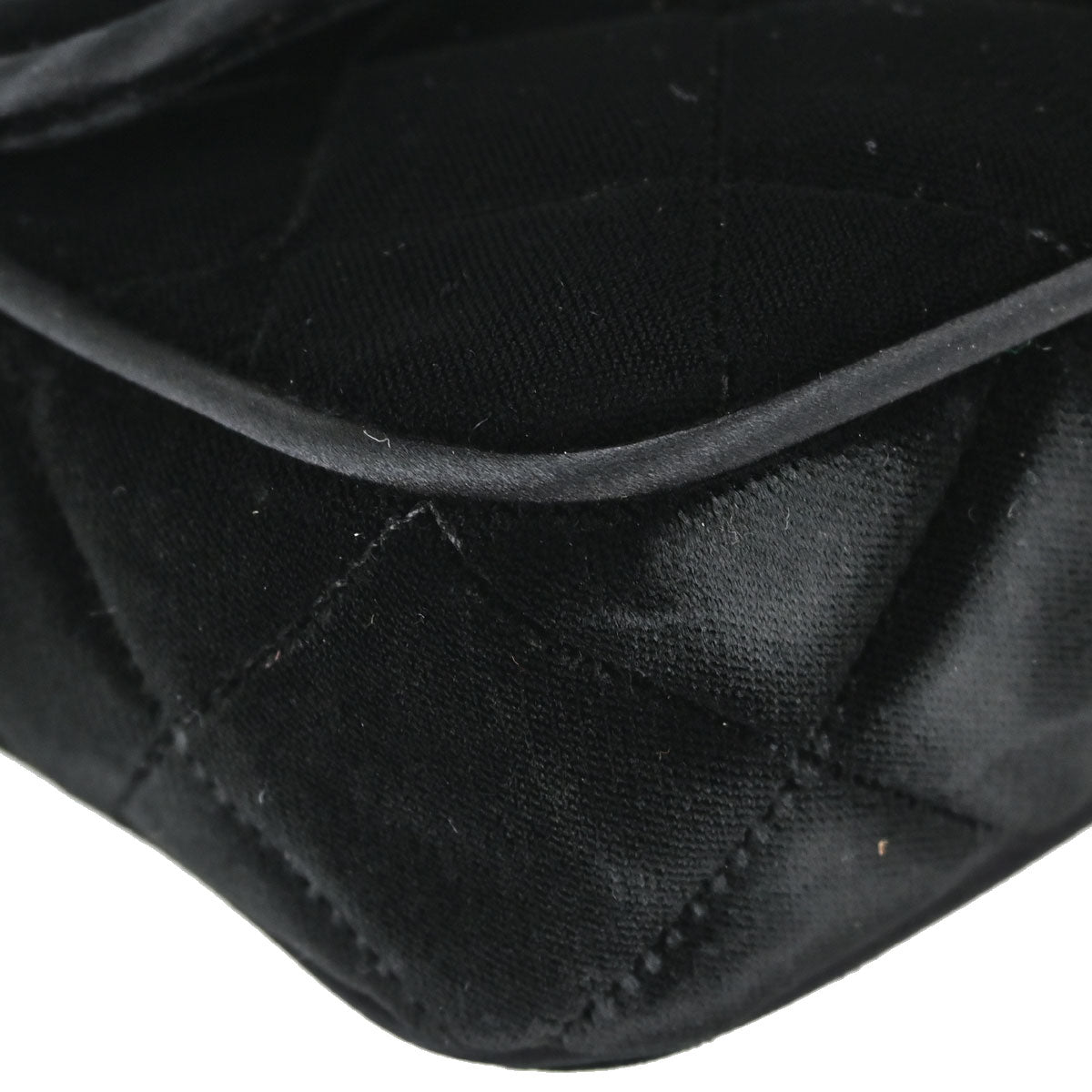 Chanel Black Velvet East West Shoulder Bag