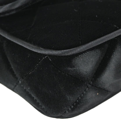Chanel Black Velvet East West Shoulder Bag