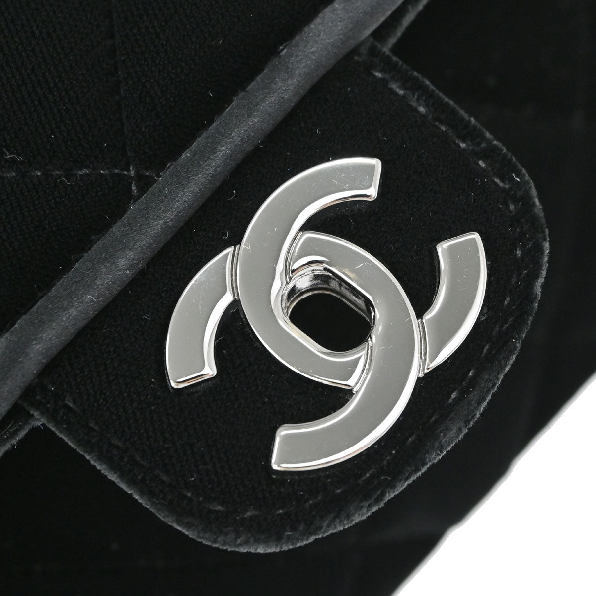 Chanel Black Velvet East West Shoulder Bag