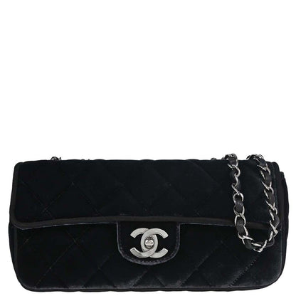 Chanel Black Velvet East West Shoulder Bag