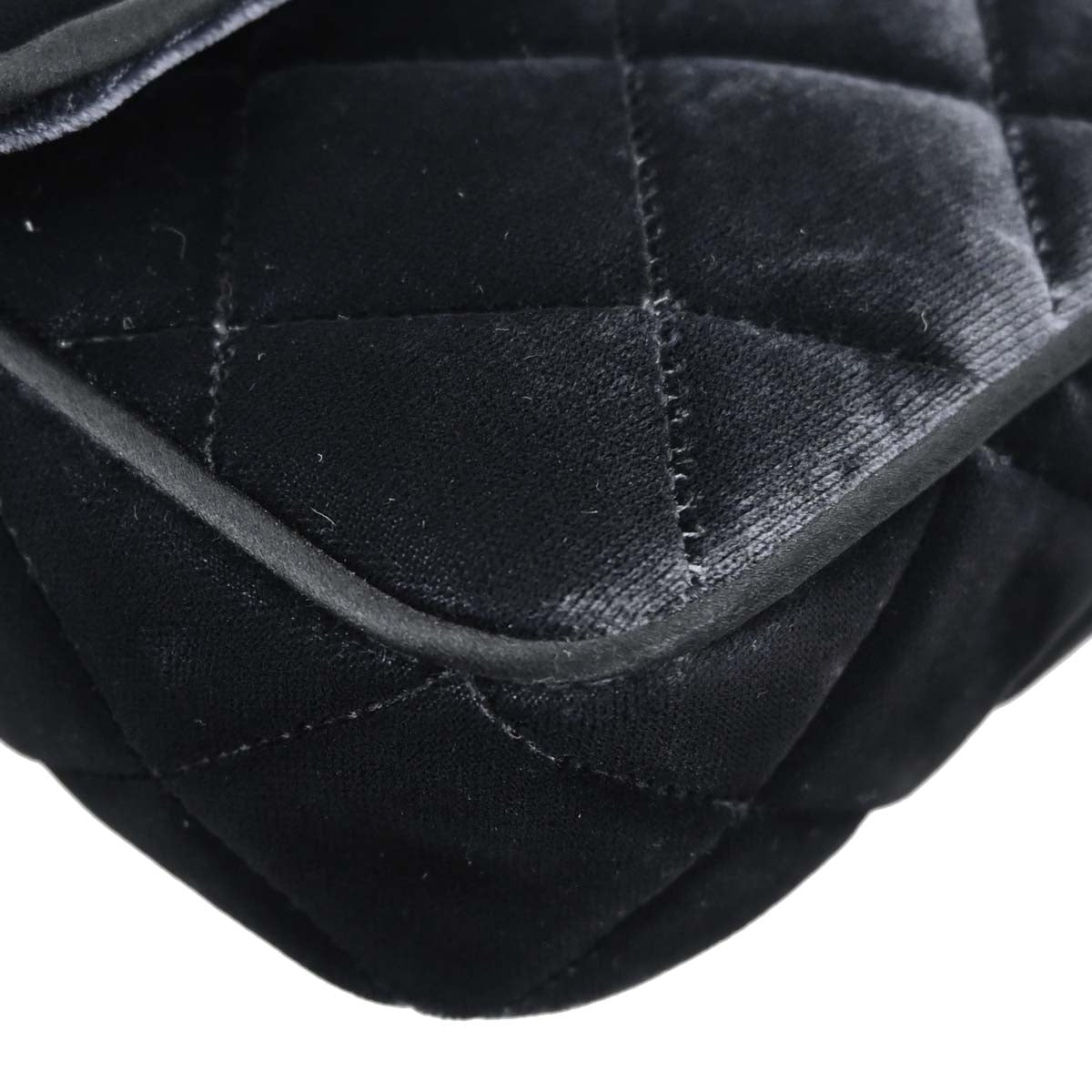 Chanel Black Velvet East West Shoulder Bag