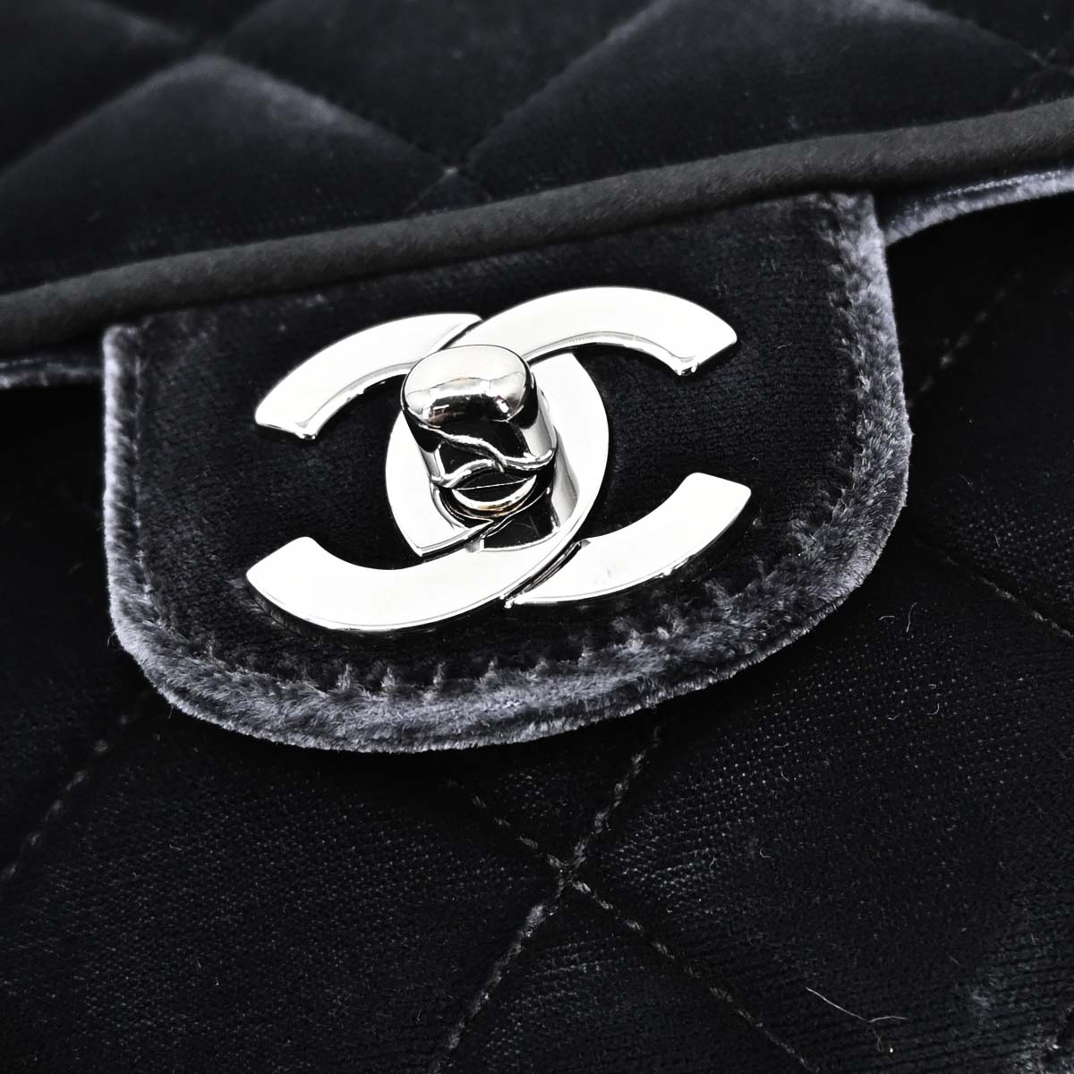 Chanel Black Velvet East West Shoulder Bag