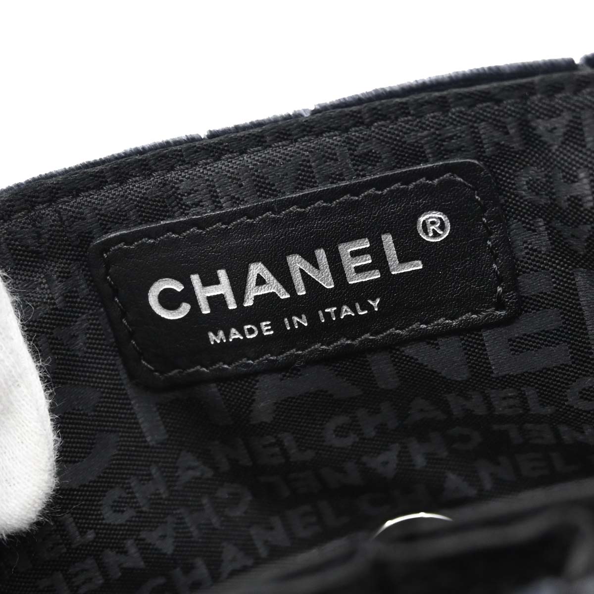 Chanel Black Velvet East West Shoulder Bag
