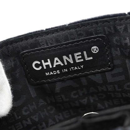 Chanel Black Velvet East West Shoulder Bag