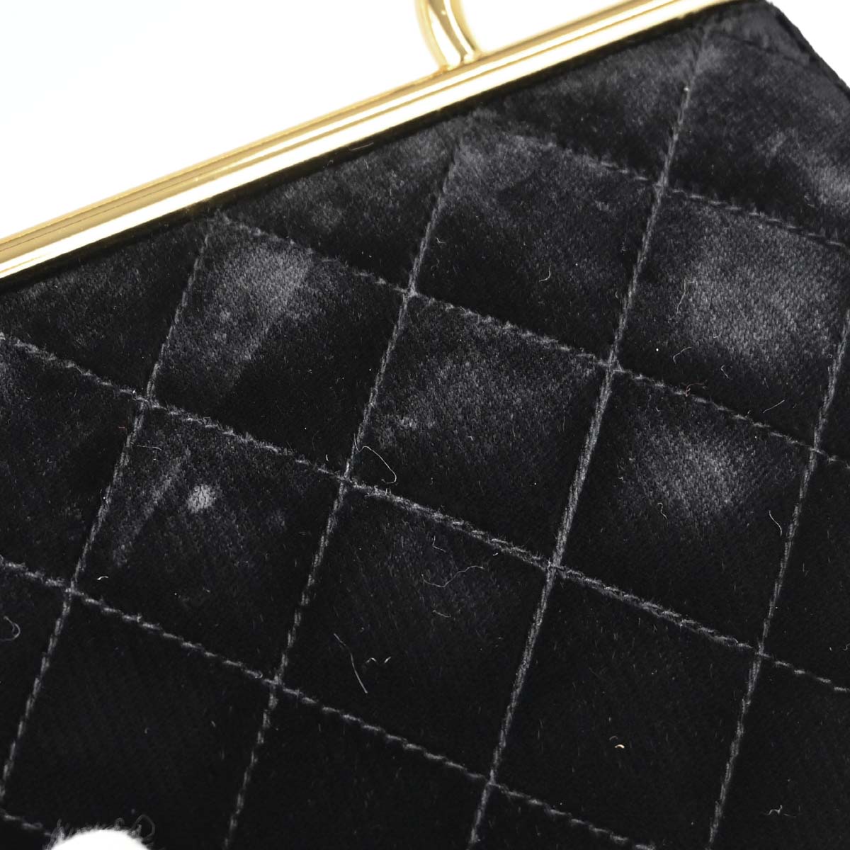 Chanel 1994-1996 Black Velvet Metal Handle Handbag