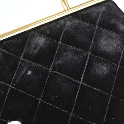 Chanel 1994-1996 Black Velvet Metal Handle Handbag