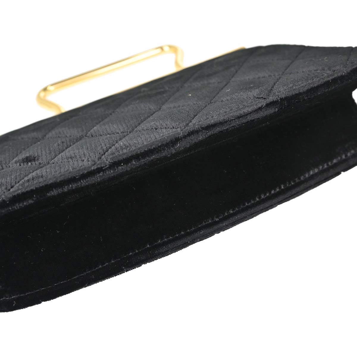 Chanel 1994-1996 Black Velvet Metal Handle Handbag